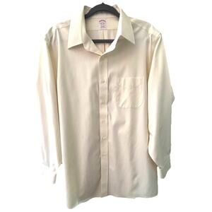 Brooks Brothers Dress Shirt Sz 17-33 Off White/Cream Cotton Business Office